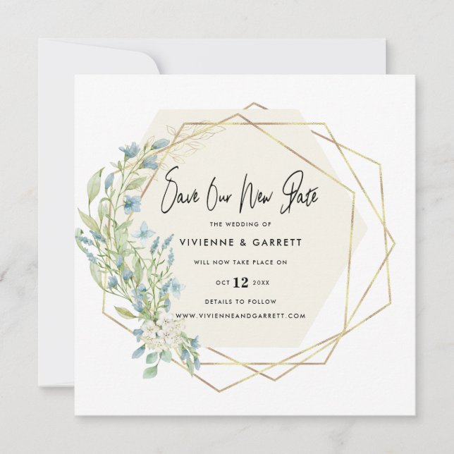 Postponed Wedding New Date Wedding Save The Date (Front)