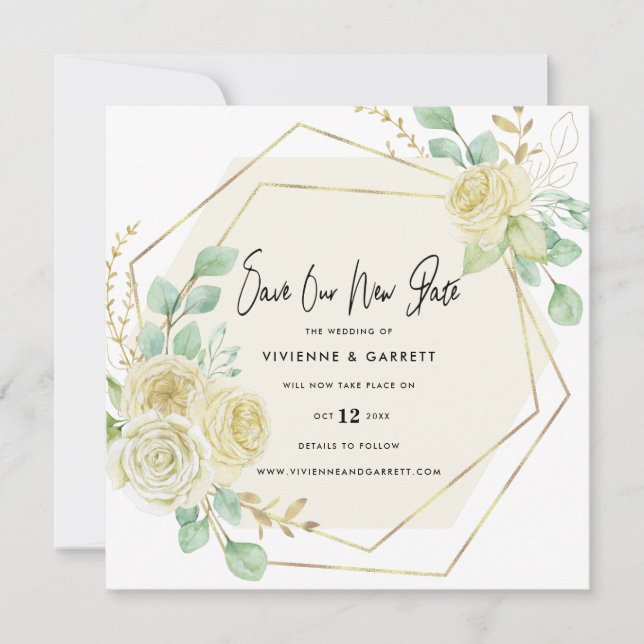Postponed Wedding New Date Wedding Save The Date (Front)
