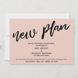 Postponed Wedding New Plan Blush Announcement