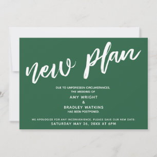 Postponed Wedding New Plan Dark Green Announcement