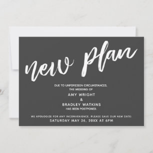 Postponed Wedding New Plan Dark Grey Announcement