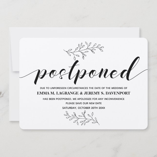 Postponed wedding rustic kraft card (Front)