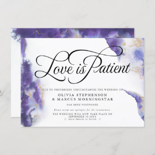 Postponed Wedding Watercolor Purple Agate Invitation
