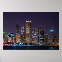 Postrer of the Chicago Skyline in Illinois with Ni
