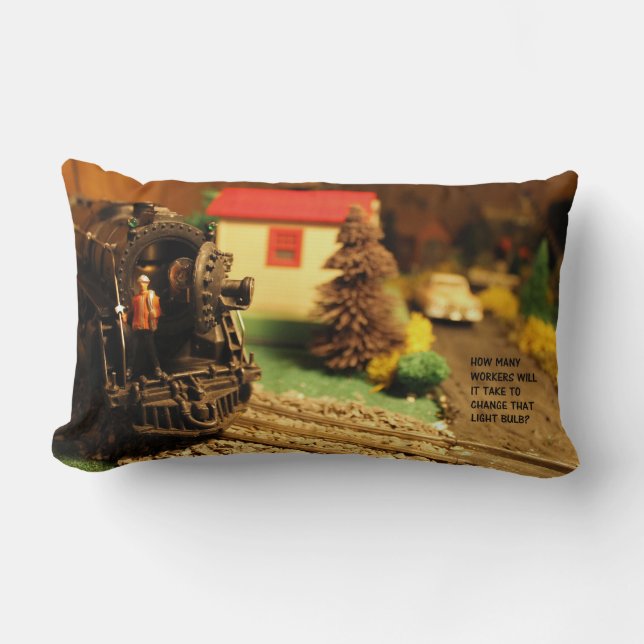 Postwar Lionel Model Train Scene - Pillow (Front)