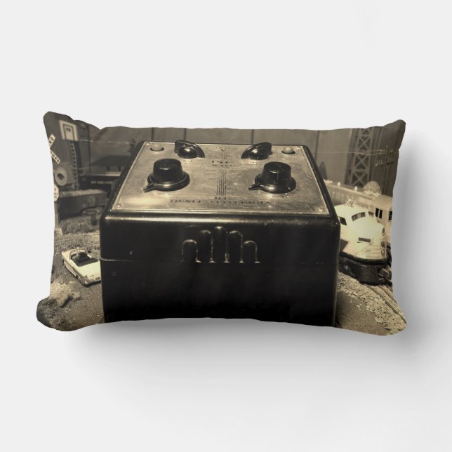 Postwar Lionel Trains and Transformer Pillow (Front)