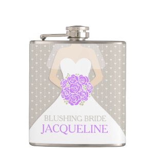 Posy bride custom named hip flask