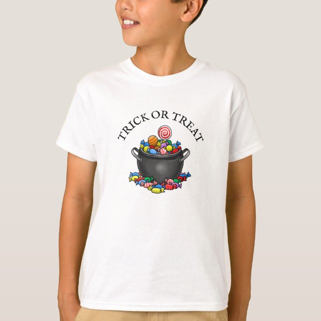 Pot filled with candy for Halloween T-Shirt (Front)