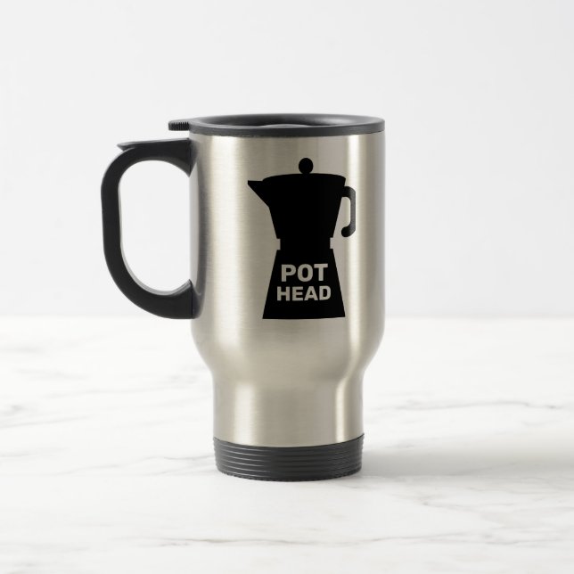 POT HEAD FUNNY COFFEE TRAVEL MUG (Left)