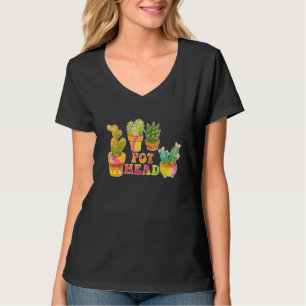Pot Head Succulent Cactus House Plant Pun Gardener T-Shirt