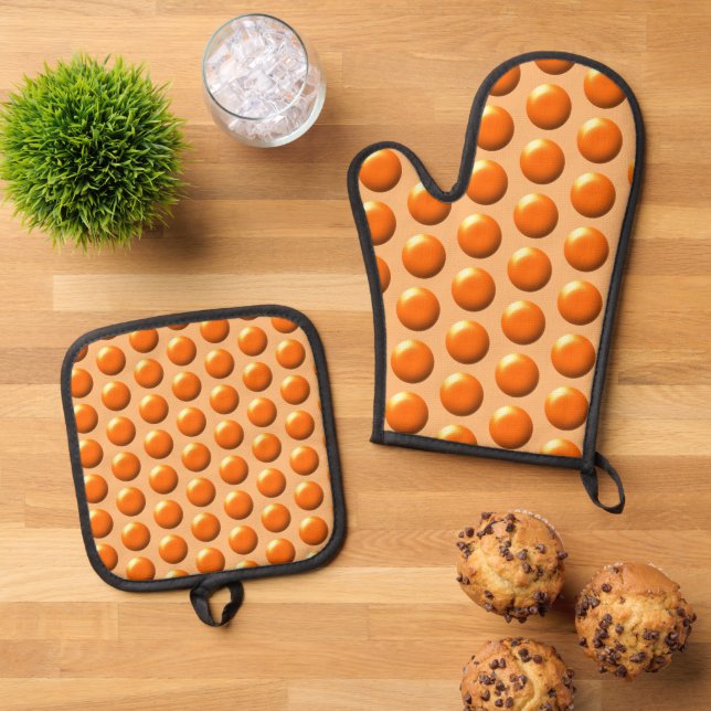 Pot Holder Set - Orange Dots (Top Down)