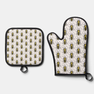 Pot Holder Set - Yellow and Black Bees 