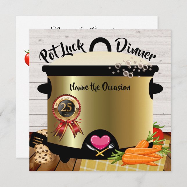 Pot Luck Anniversary Invitation Version 1 (Front/Back)