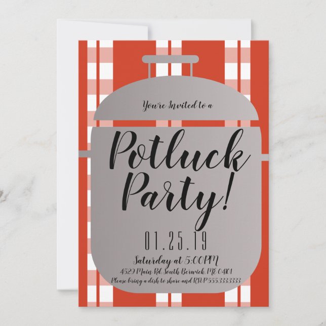 Pot Luck Spagetti Dinner Diner Italian Party Announcement (Front)