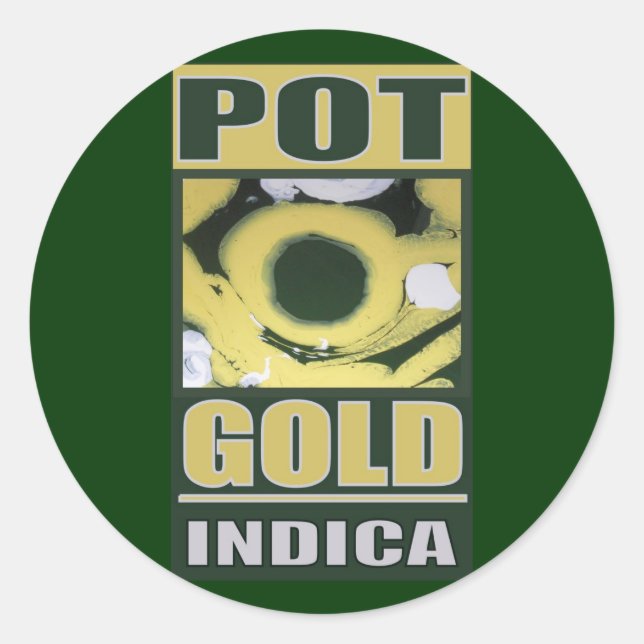 POT O GOLD INDICA CLASSIC ROUND STICKER (Front)
