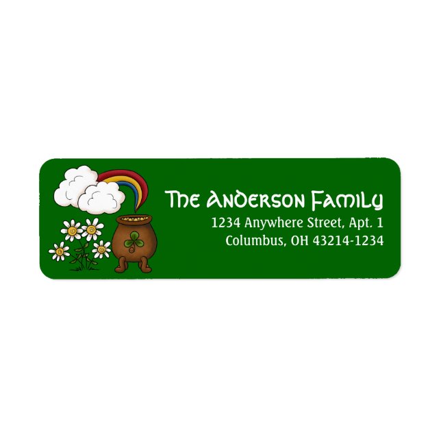 Pot of Gold Irish St. Patrick's Day Address Labels (Front)
