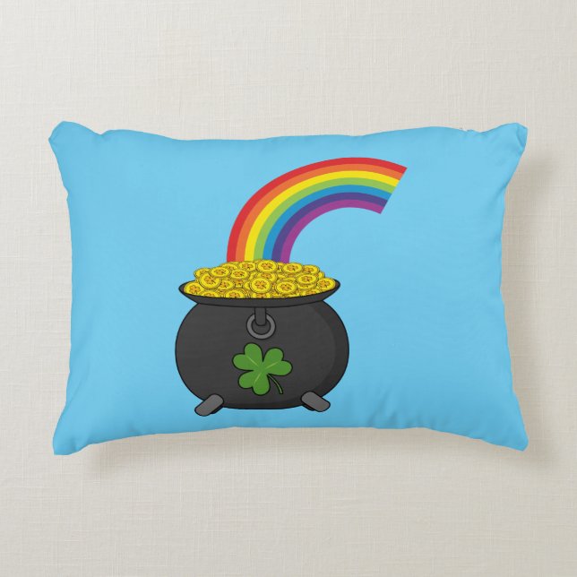 Pot of Gold Rainbow Cartoon Decorative Cushion (Front)