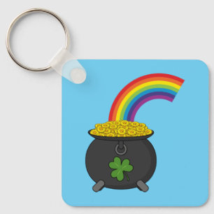 Pot of Gold Rainbow Cartoon Key Ring