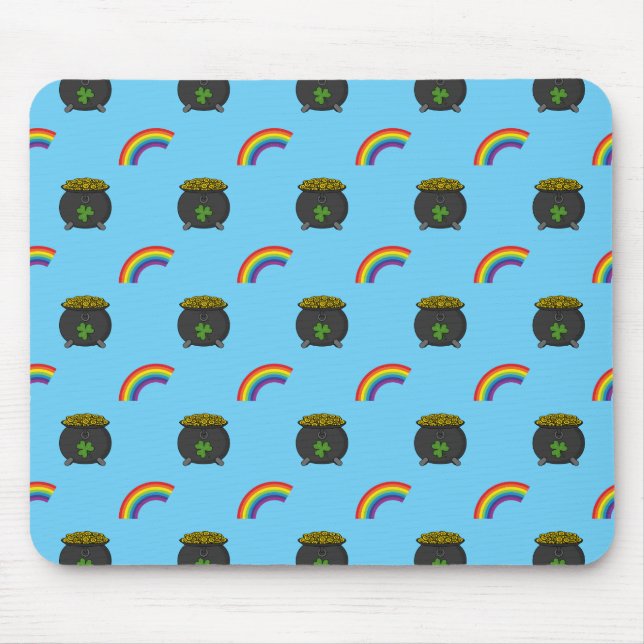 Pot of Gold Rainbow Cartoon Mouse Pad (Front)