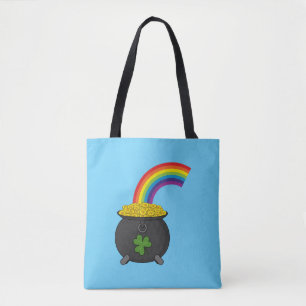 Pot of Gold Rainbow Cartoon Tote Bag