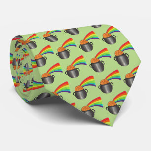 Pot of Gold Rainbow Green Saint Patrick's Day Tie