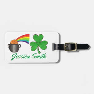 Pot of Gold Rainbow Irish Shamrock St. Paddy's Day Luggage Tag