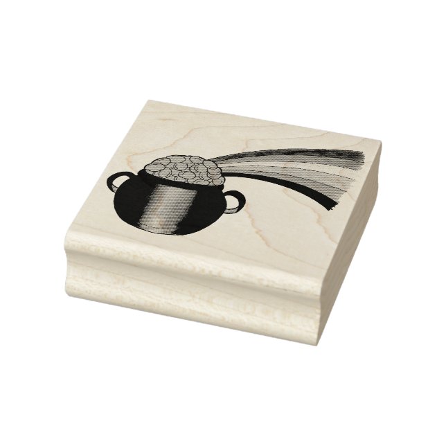 Pot of Gold Rainbow Saint Patrick's Day Clover Rubber Stamp (Stamp)