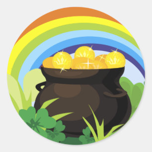 Pot Of Gold Rainbow St. Patrick's Day Gift Classic Round Sticker