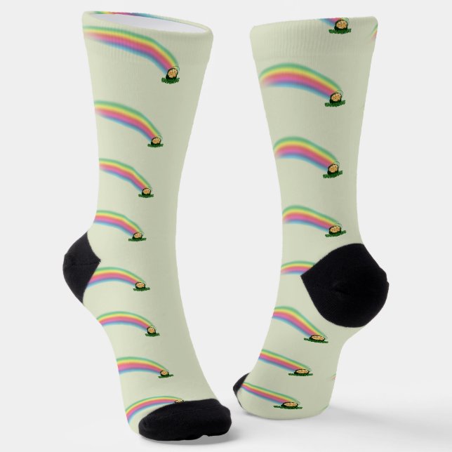 Pot of Gold Rainbow St. Patrick's Day Socks (Angled)