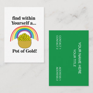 Pot Of Gold Within Yourself Saint Patrick's Day Business Card
