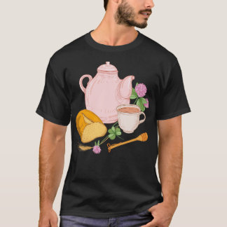 Pot of Honey Tea Bread Cup and Flowers T-Shirt