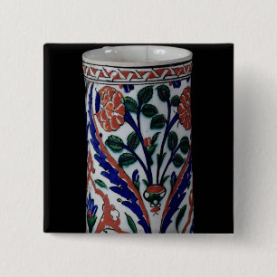 Pot with a floral decoration, Iznik 15 Cm Square Badge