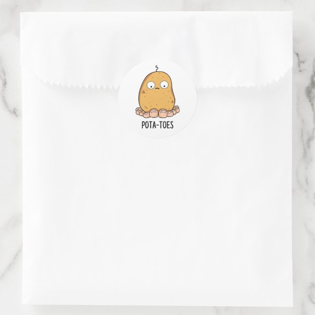 Pota-toes Cute Potato With Toes Pun Classic Round Sticker
