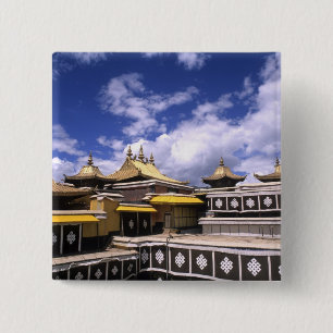 Potala Palace inside with steeples at the home 15 Cm Square Badge