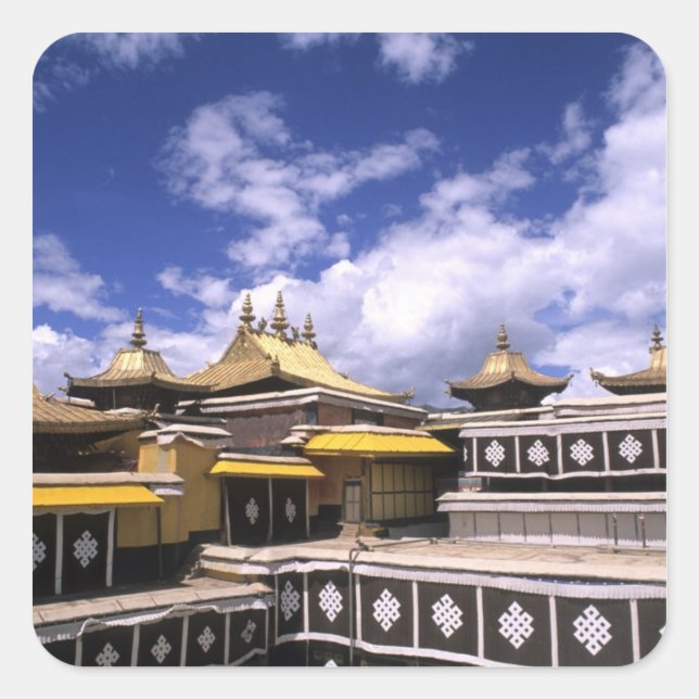 Potala Palace inside with steeples at the home Square Sticker (Front)
