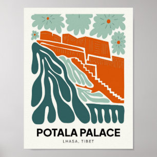 Potala Palace Lhasa Tibet abstract travel floral Poster