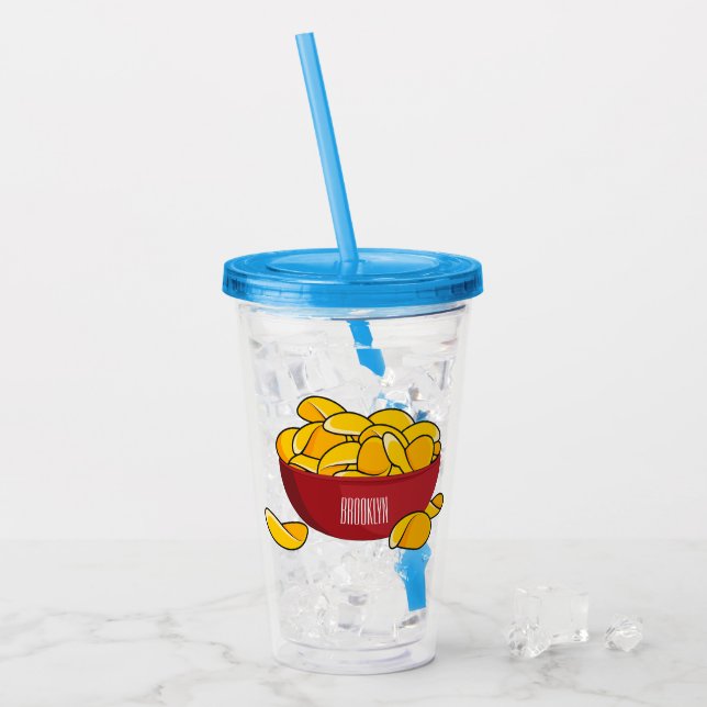 Potato chip cartoon illustration  acrylic tumbler (Front Ice)