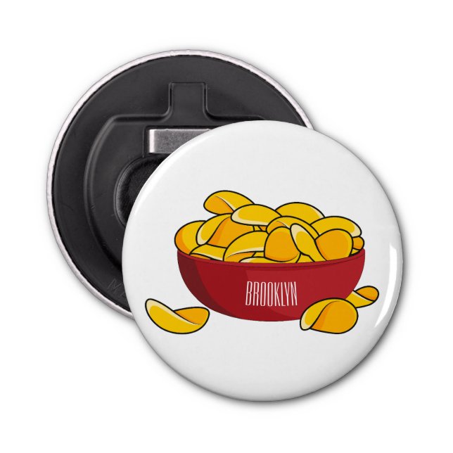 Potato chip cartoon illustration  bottle opener (Front)