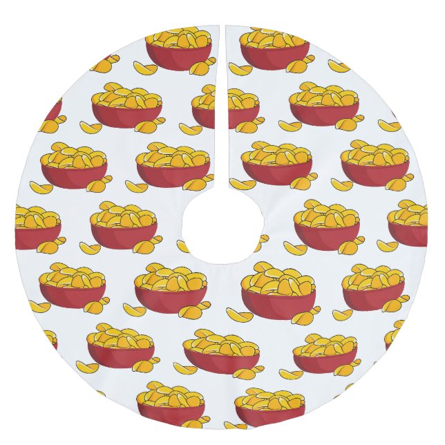Potato chip cartoon illustration  brushed polyester tree skirt (Front)