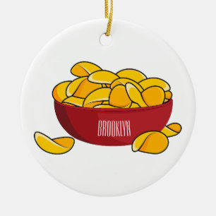 Potato chip cartoon illustration ceramic tree decoration