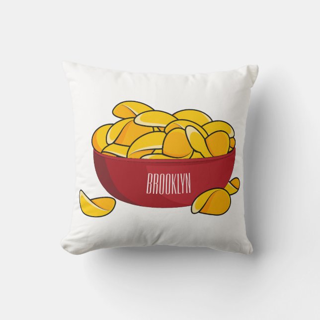 Potato chip cartoon illustration  cushion (Front)