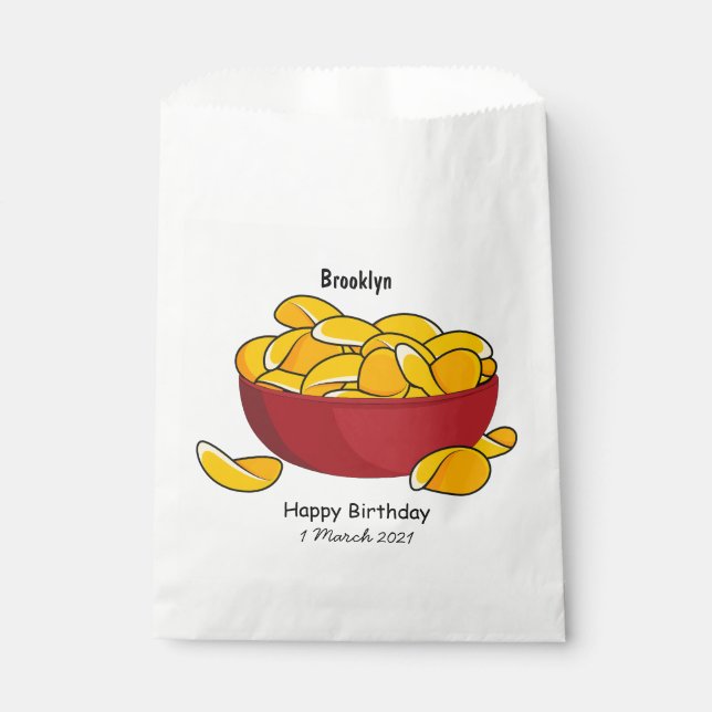 Potato chip cartoon illustration favour bags (Front)