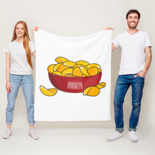 Potato chip cartoon illustration  fleece blanket