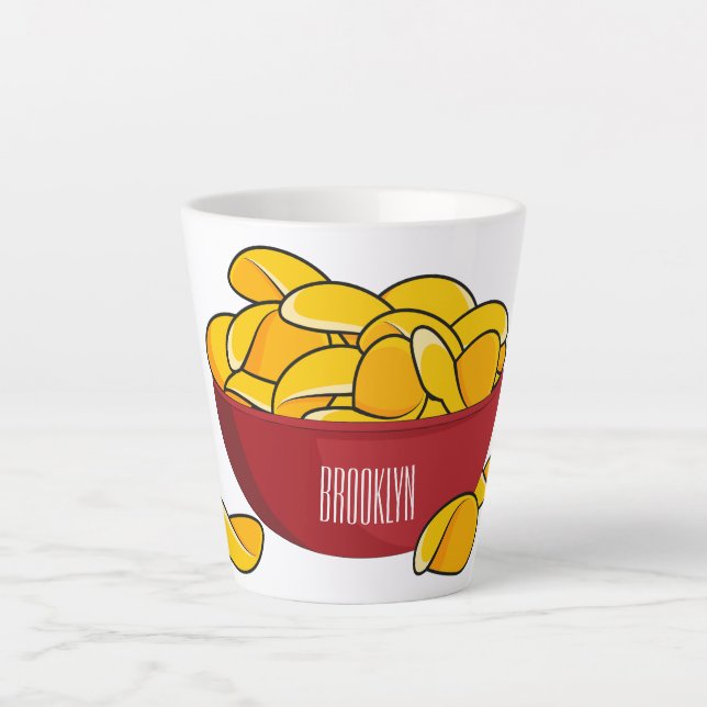Potato chip cartoon illustration  latte mug (Front)