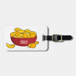 Potato chip cartoon illustration luggage tag