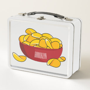 Potato chip cartoon illustration metal lunch box