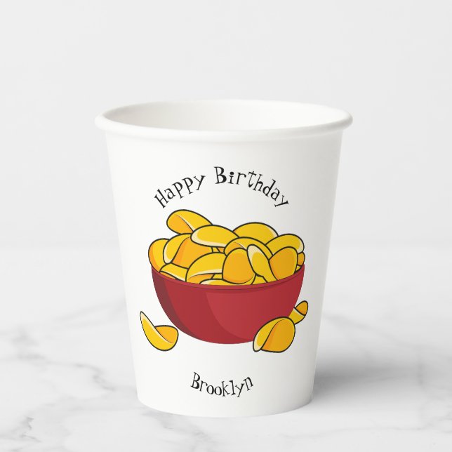Potato chip cartoon illustration paper cups (Front)