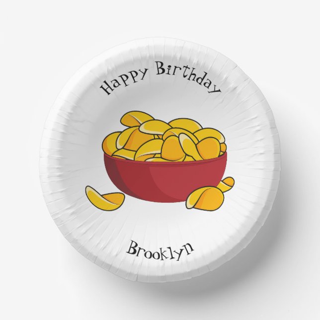 Potato chip cartoon illustration paper plate (Front)