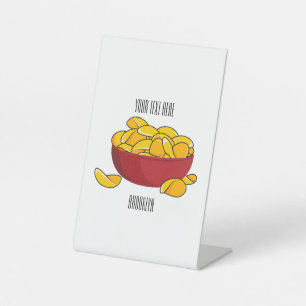 Potato chip cartoon illustration  pedestal sign