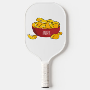 Potato chip cartoon illustration  pickleball paddle